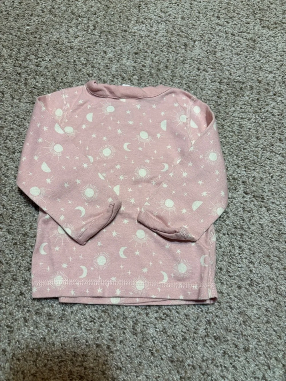 Hanna Andersson 100% Organic Cotton Baby Sleep Top Size 3-6 Light Pink Starry
